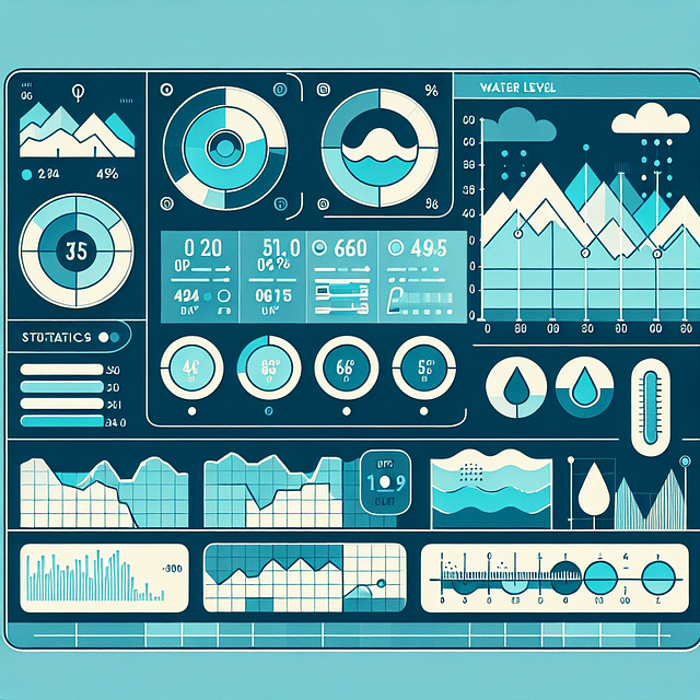 close-up of water level statistics on a dashboard