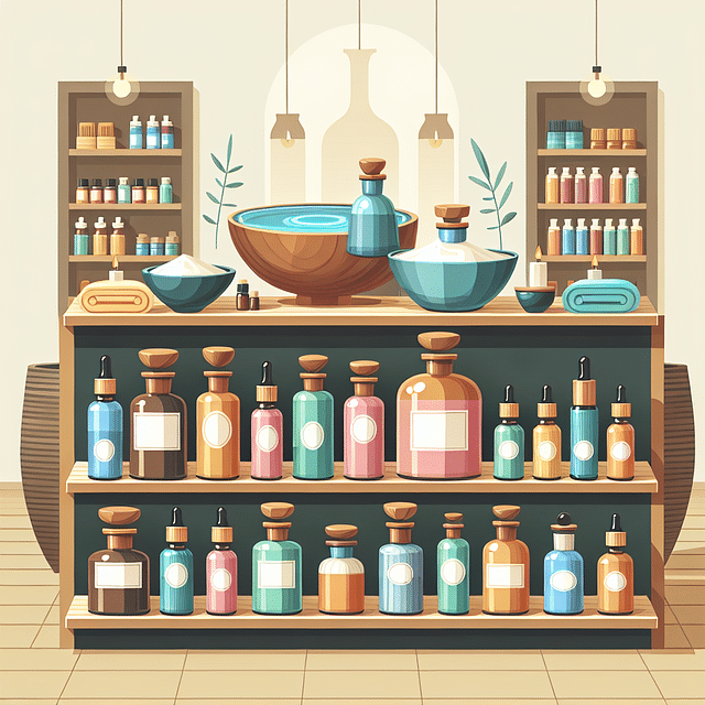 essential oils selection at a luxury spa