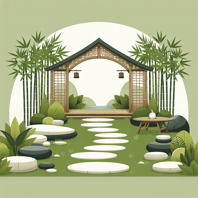 tranquil spa entrance with natural elements