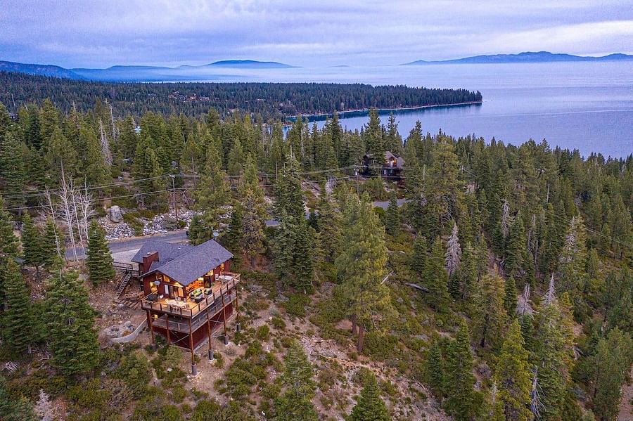 Panoramic view of Lake Tahoe from a cozy Airbnb cabin