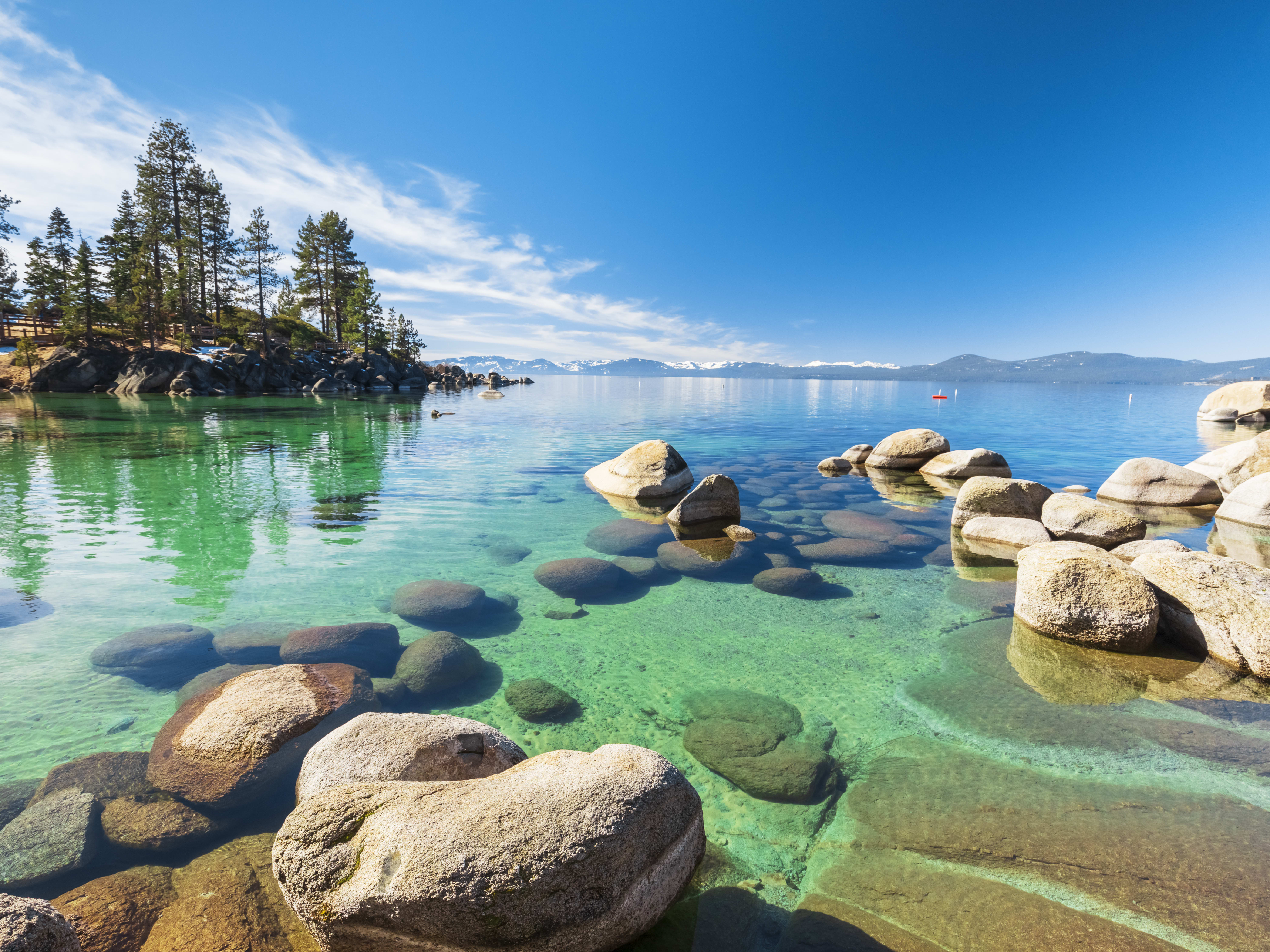 Map highlighting less crowded areas in Lake Tahoe