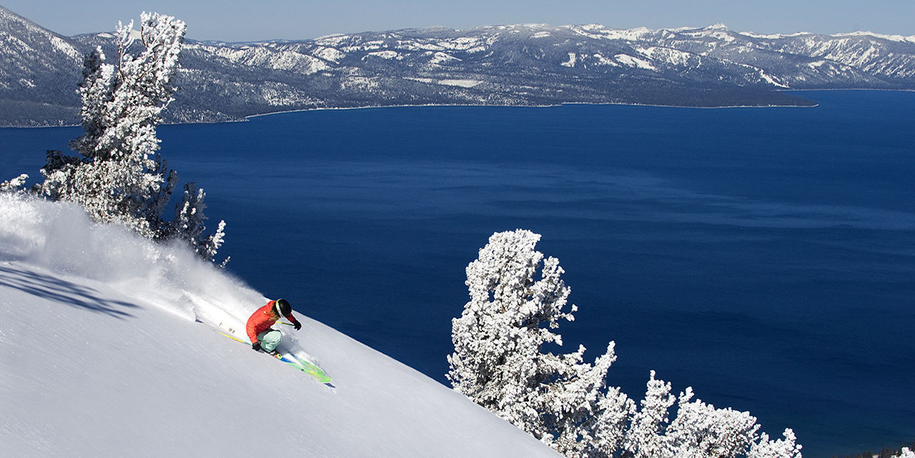 Snowy ski slopes at Heavenly Mountain Resort in Lake Tahoe